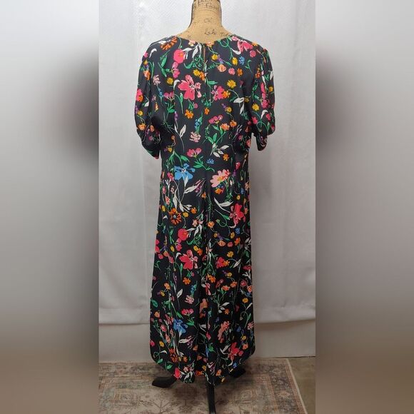 A New Day Short Sleeve Ruched Floral Print Maxi Dress Sz XL Black Multicolor - Picture 10 of 10